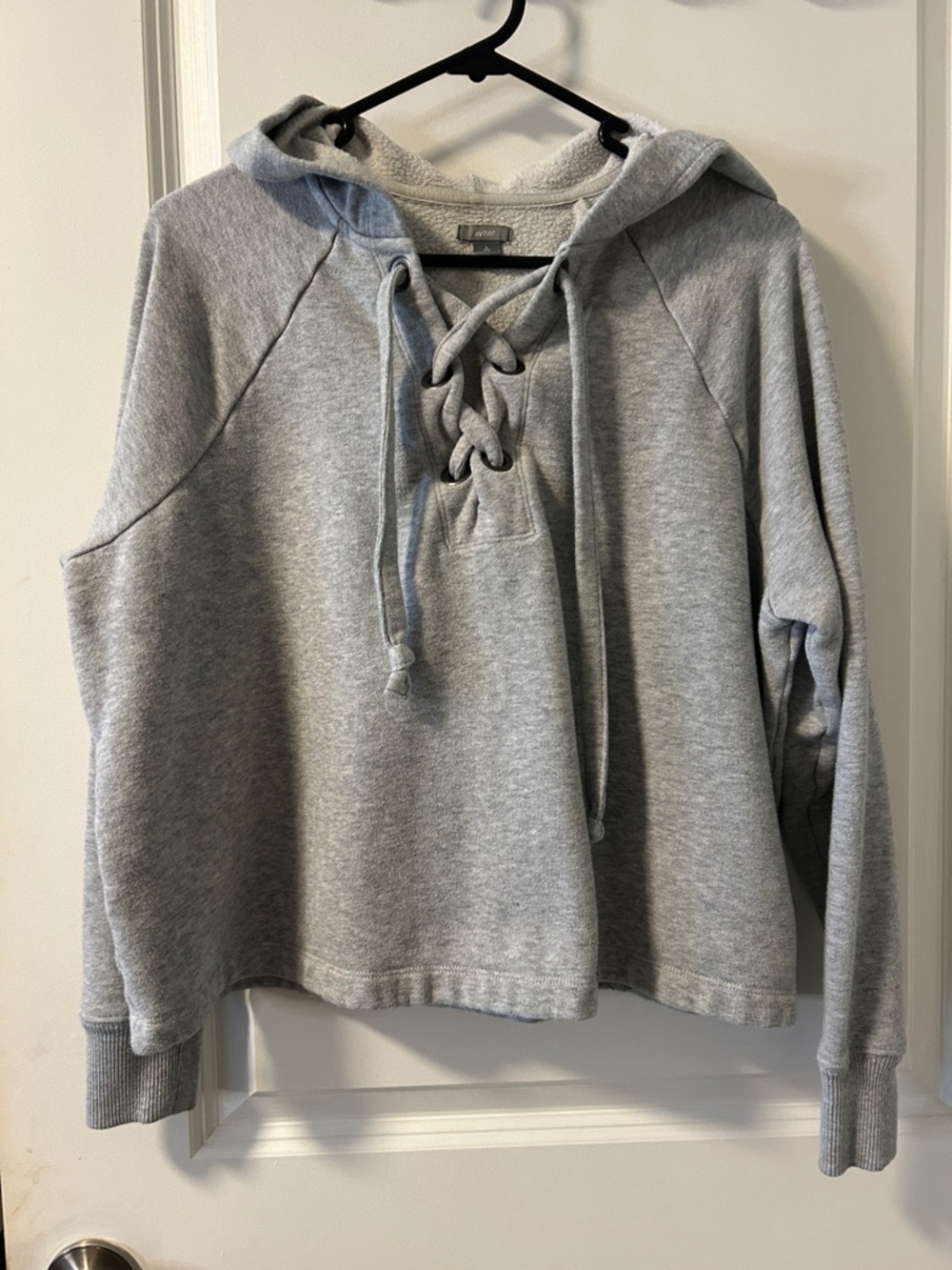 4. aerie Gray Lace-Up Hooded Sweatshirt
